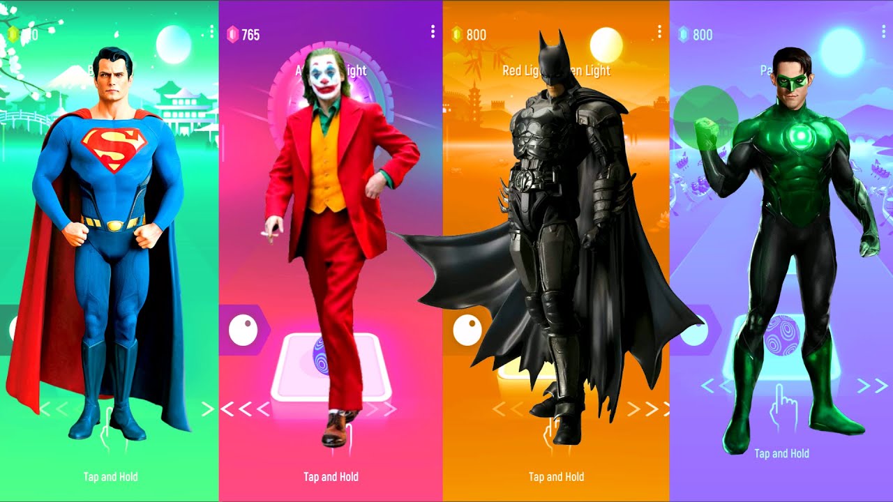 Superman 🆚 Joker 🆚 Batman 🆚 Green Lantern | DC Heroes | Tiles Hop Fun Ball