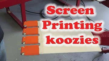 Screen Printing koozies with specitalty pallet from Action Engineering.