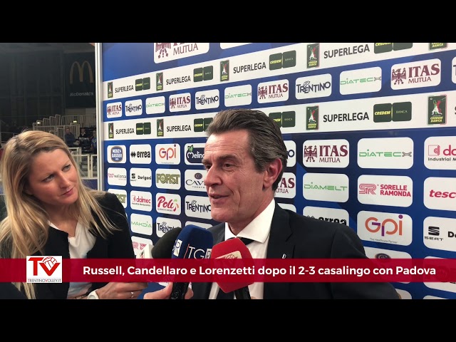 Russell, Candellaro e Lorenzetti dopo il 2-3 casalingo con Padova