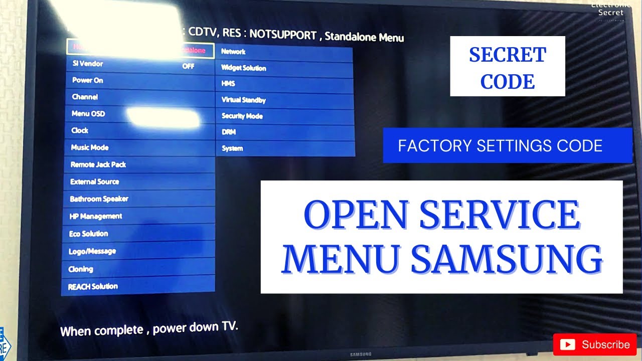 HOW TO OPEN SAMSUNG TV SERVICE MODE, SAMSUNG TV SERVICE MENU CODE - YouTube