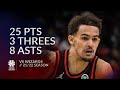 Trae Young 25 pts 3 threes 8 asts vs Wizards 21/22 season
