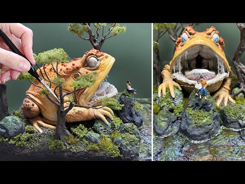 MONSTER TOAD Hunts Fishermen! Diorama, Polymer Clay, Resin - YouTube