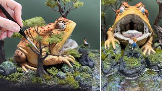 MONSTER TOAD Hunts Fishermen! Diorama, Polymer Clay, Resin