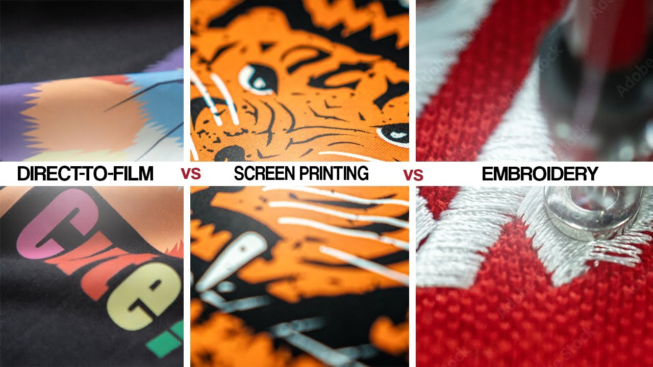 DTF против трафаретной печати против вышивки