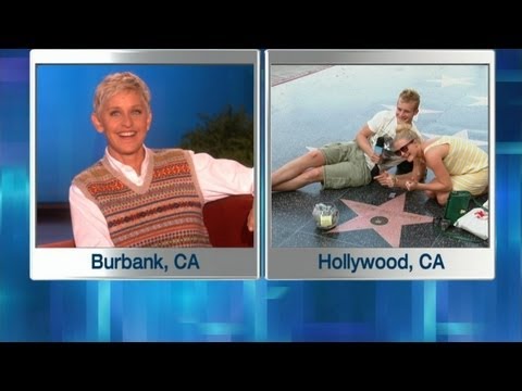 Ellen Monitors Her Walk of Fame Star