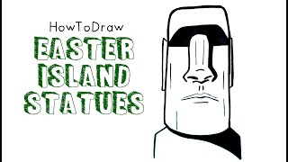 HOW TO DRAW MOAI STATUE EMOJI, MOAI STATUE ROCKS, EASY 