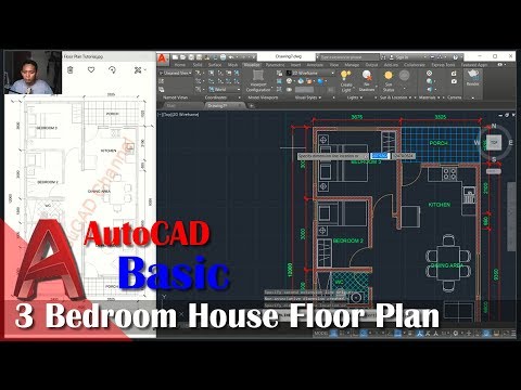 Autocad 3 Bedroom House Floor Plan Tutorial