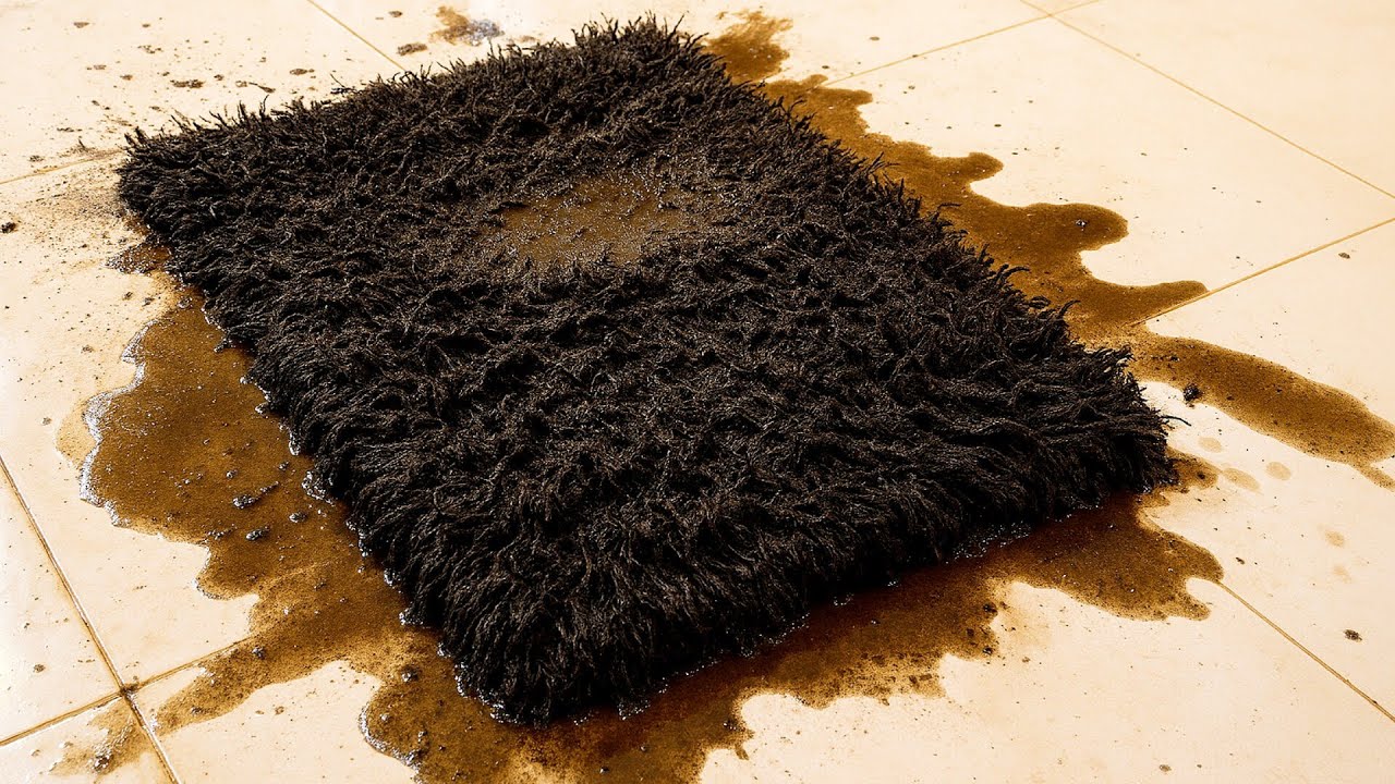 Rescuing a shaggy rug drowned in black Slime/The hard work of cleaning ...