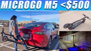 Affordable Commuter Electric Scooter Review - Microgo M5 E-scooter Easily Fits In a Tesla Trunk
