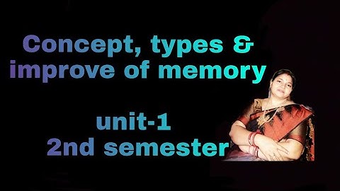 Concept,Types & Improvement of Memory, unit -1,2nd semester,"learning & Teaching "