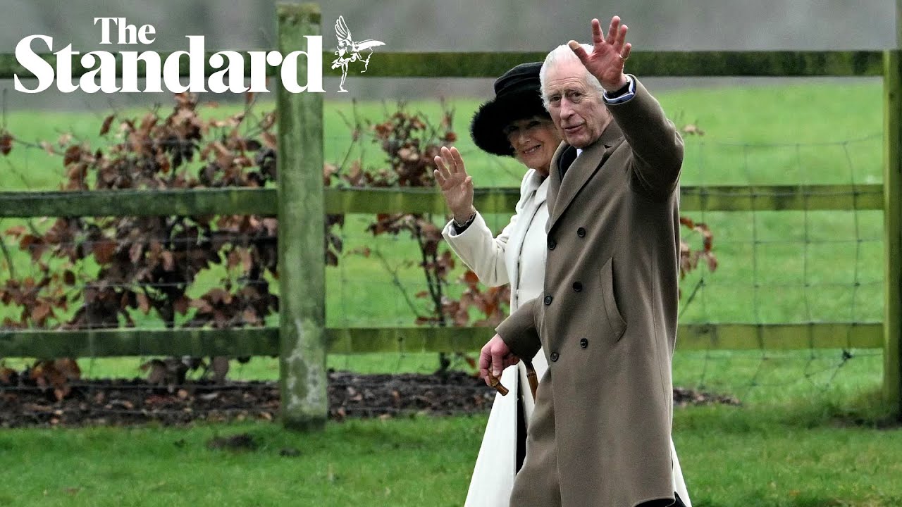 King Charles waves to wellwishers as he and Queen arrive for church service in Sandringham