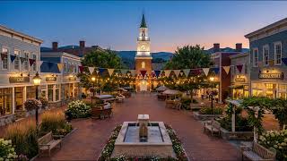 Cozy Town Square Ambience with Peaceful Evening Glow