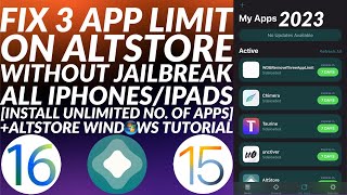 Fix 3 App Limit Altstore without jailbreak iOS 16 & 15 | Altstore No 3 App Limit | All Devices