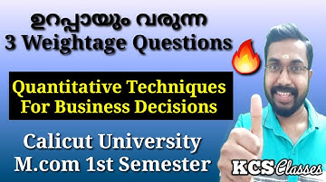 3 Weightage Questions That Will Definitely Come|Quantitative Techniques For Business Decisions|M....