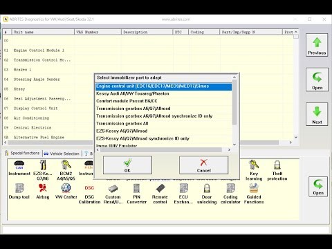 Abrites VAG Engine ECU exchange procedure