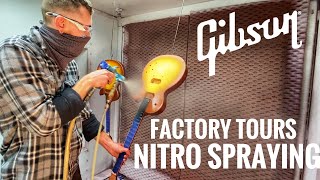 GIBSON USA FACTORY TOURS // Spraying Nitro Sunburst feat Jim De Cola