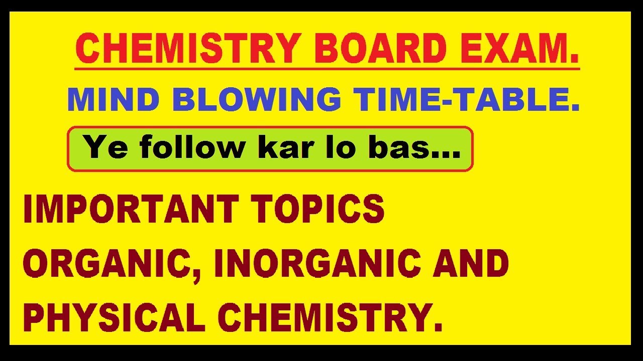 Chemistry in 56 days Time Table Important topics CBSE 2018