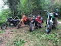 Soviet and chinese motorcycles drive off-road