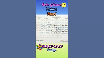 Notes of lesson Module -10, Feelings, English