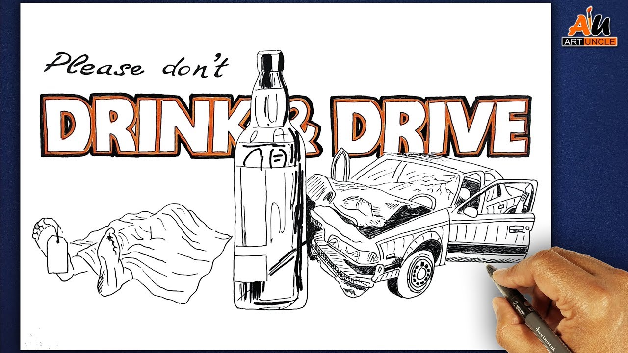 Road safety poster (Don't drink and drive) Sketch Drawing ...