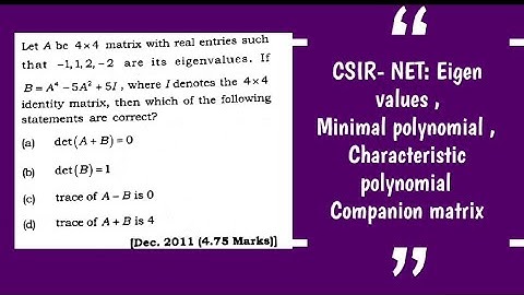 Minimal polynomial, characteristic polynomial,companion matrix, eigenvalues