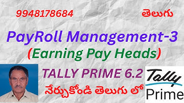 292. PAYROLL MANAGEMENT/ACCOUNTING - 3  IN TALLY PRIME 6.2 | TELUGU | EXPERT TALLY PRIME