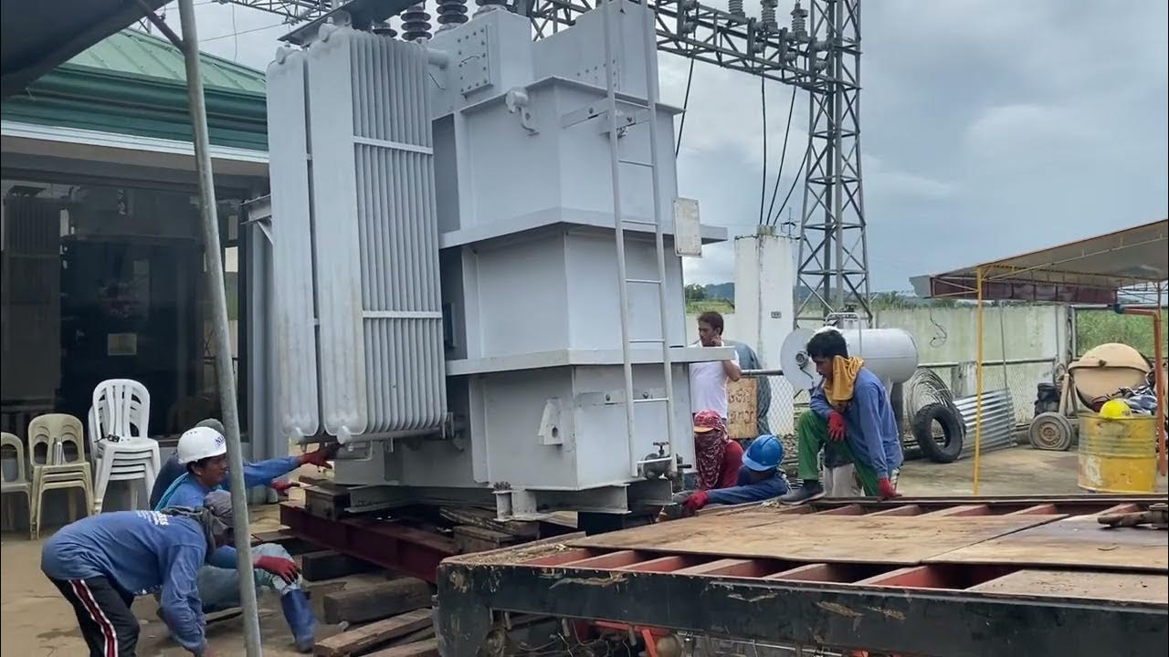 Dangerous job / work unloading of Power Transformer 2 YouTube