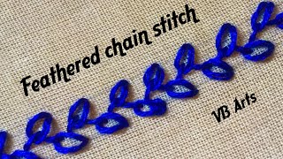 Feathered chain Stitch | Hand Embroidery for beginners | Basic embroidery stitches | vb arts