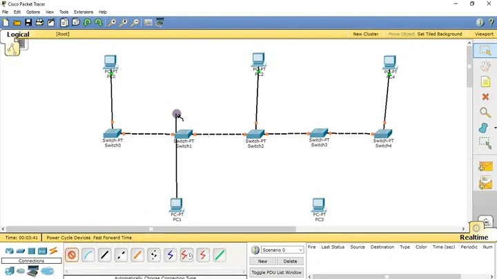 Experiment :- Bus Topology by Cisco Packet Tracer