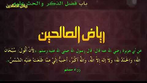 مجالس رياض الصالحين (874): كتاب الأذكار، باب فضل الذِّكر، «أحبُّ إليَّ مما طلعت عليه الشمس»