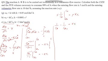 PFR, Plug Flow Reactor Second Order (Practice Problem 5c) Chemical Reaction Engineering ChemE Tutor