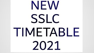 New SSLC Timetable 2021.