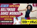 45 minute super high ranveer singh bollywood dance workout  abs and legs  250700cal