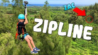 crazy high super fast zip line in hawaii