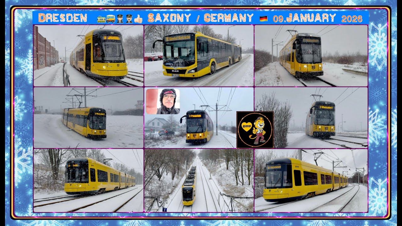 Tram and Bus Winter Impressions in Dresden / Germany, 09.01.2026 / Tram und Bus Winterimpressionen