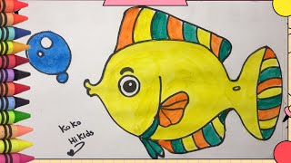 كيفيه رسم سمكه للاطفال /الرسم للاطفال /تعليم الرسم للمبتدئين