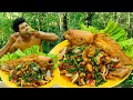 Survival Cooking Skill - Stir Fry Chili Red Fish Peanut Crispy Eating So Delicious In The Forest