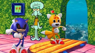 Squidward kicks Tails exe, Sonic exe out of his house