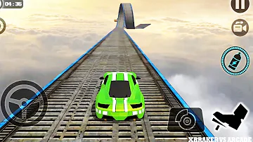 Impossible Stunt Car Tracks 3D: Green Car Driving Stunts Levels 13 & 14 - Android GamePlay