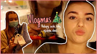 VLOGMAS #2 / nákupy, running sushi, výzdoba, nové obočí, Waf-Waf