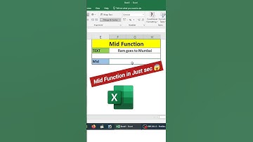 Mid Function in Excel 😱 #shorts #function #formula #computer #education #trending #tips #viralvideo
