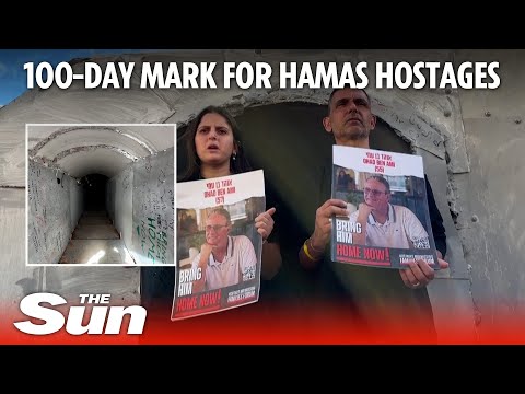 Israeli hostages families build huge mock Hamas tunnel as war in Gaza Strip reaches 100-day mark