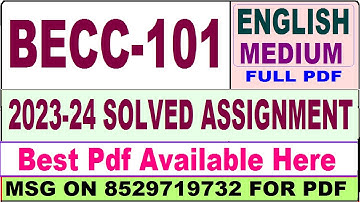 becc 101 solved assignment 2023-24 || becc 101 solved assignment 2024 in English || ignou becc 101