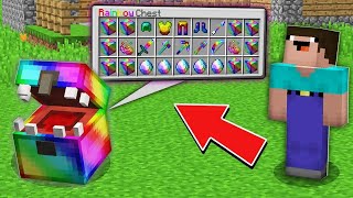 Minecraft NOOB vs PRO: WHY SUPER RAINBOW CHEST RUNNING AWAY FROM NOOB ? Challenge 100% trolling