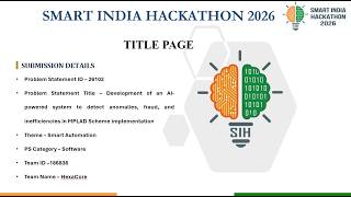 SIH Smart India Hackathon 2026 Demo Prototype video | Team Hexacoreee