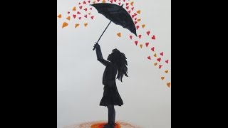 umbrella drawing holding person rain drawings diy paintingvalley hearts