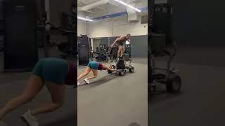 Ever done box jumps on a moving sled? #sled #sledpush #boxjumps #jumpover #gymfun