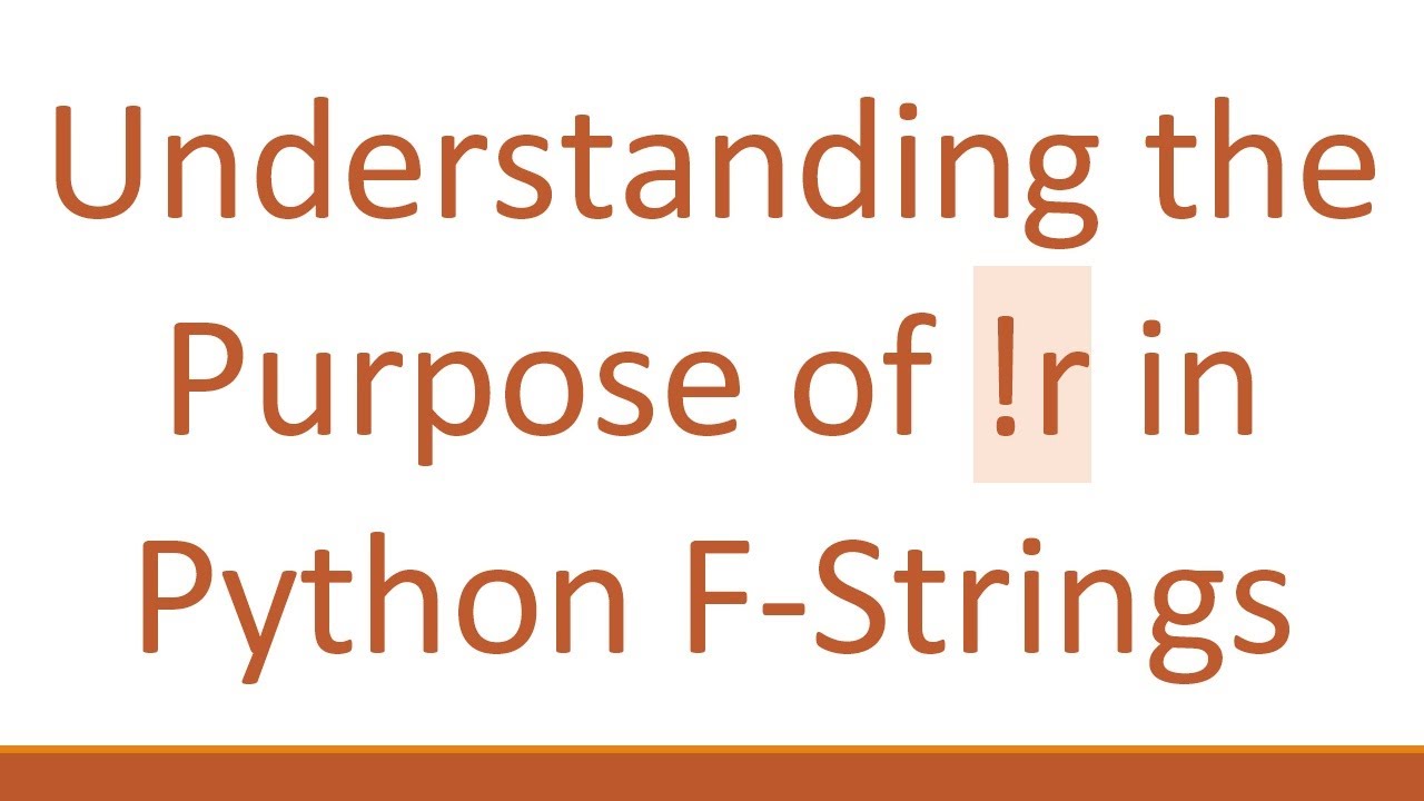Understanding the Purpose of !r in Python F-Strings - YouTube