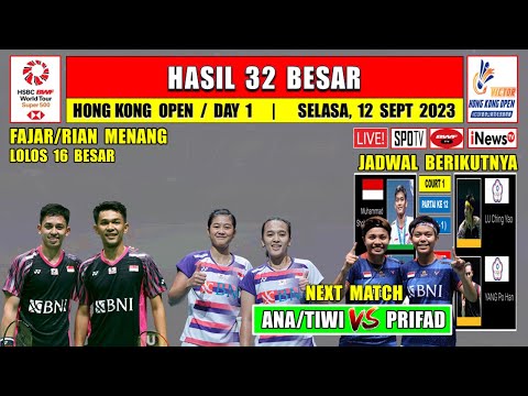 Hasil Hong Kong Open 2023 Hari Ini Day 1 R32 ~ FAJAR/RIAN Menang Lolos 16 Besar