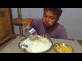 Village man very fast rice  chana dal eggs bhujiya eating fast asmr